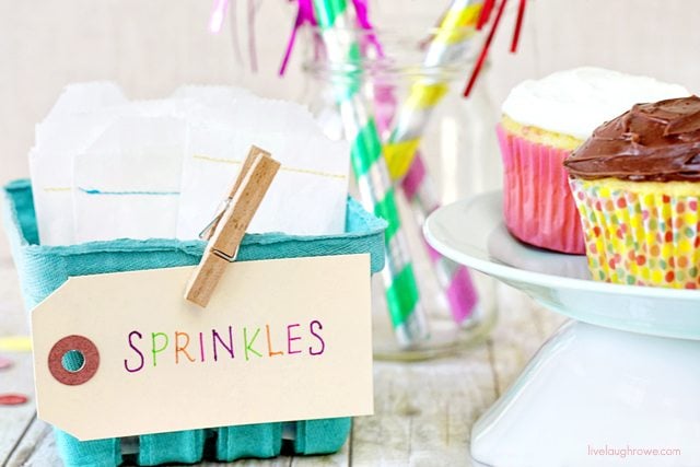 Rainbow Chip Cupcakes.  DIY Sprinkle Packets
