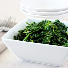 Delectable Garlic Sauteed Spinach. One of my favorite side dishes! Recipe at livelaughrowe.com