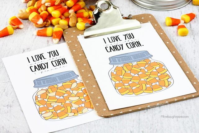I love you more than.... Candy Corn Printables!  Perfectly festive and great for gifting too.  www.livelaughrowe.com #candycorn #printable
