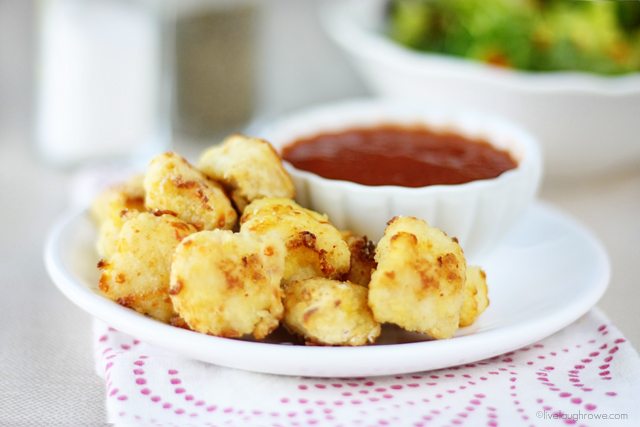 Savory and impossibly easy Parmesan Chicken Nuggets. Recipe at livelaughrowe.com #bisquick #chickennuggets