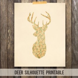 Free Deer Silhouette Printable with vintage florals. Great addition to your fall decor. www.livelaughrowe.com #deersilhouette #printable