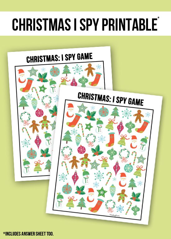 The perfect way to entertain the kids during all of the holiday travels! Christmas I Spy Printable -- with answer sheet! Print yours at livelaughrowe.com #christmas #ispy #printable