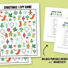 The perfect way to entertain the kids during all of the holiday travels! Christmas I Spy Printable -- with answer sheet! Print yours at livelaughrowe.com #christmas #ispy #printable