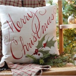 Learn how to paint a Christmas pillow in just a few steps. Tutorial from Anderson and Grant for www.livelaughrowe.com #diy