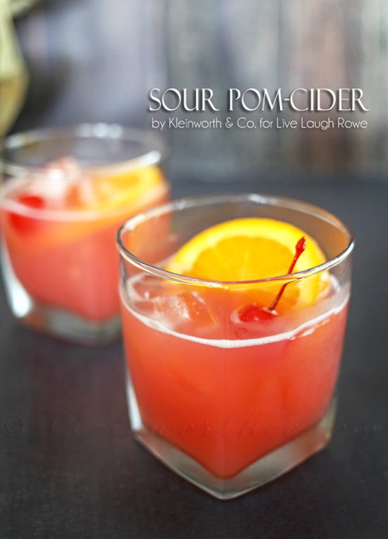 Delicious Sour Pom Cider! Serve these up at your next gathering. Recipe by Kleinworth & Co for www.livelaughrowe.com