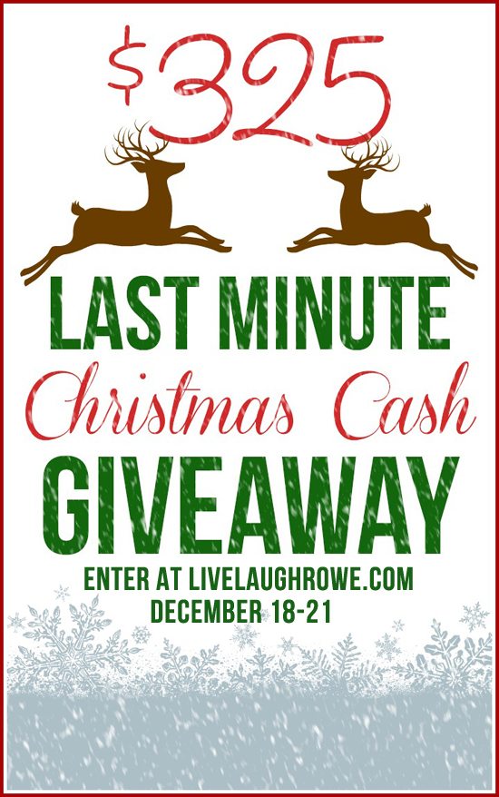 Last Minute CASH #Giveaway with www.livelaughrowe.com and friends!  Enter today.