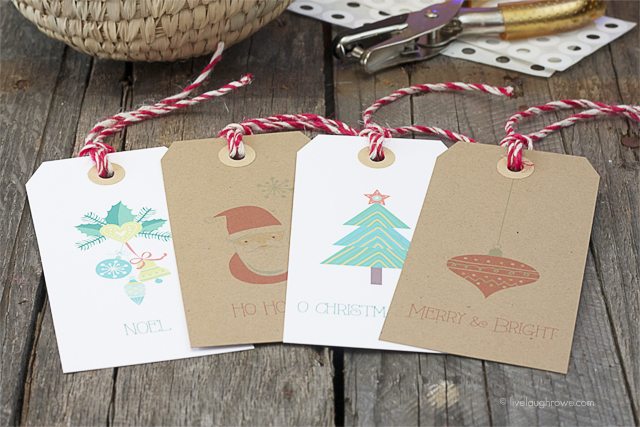 Free Printable Christmas Gift Tags! Print. Cut. Attach. Perfectly festive gift tags to use for your holiday gift giving! www.livelaughrowe.com