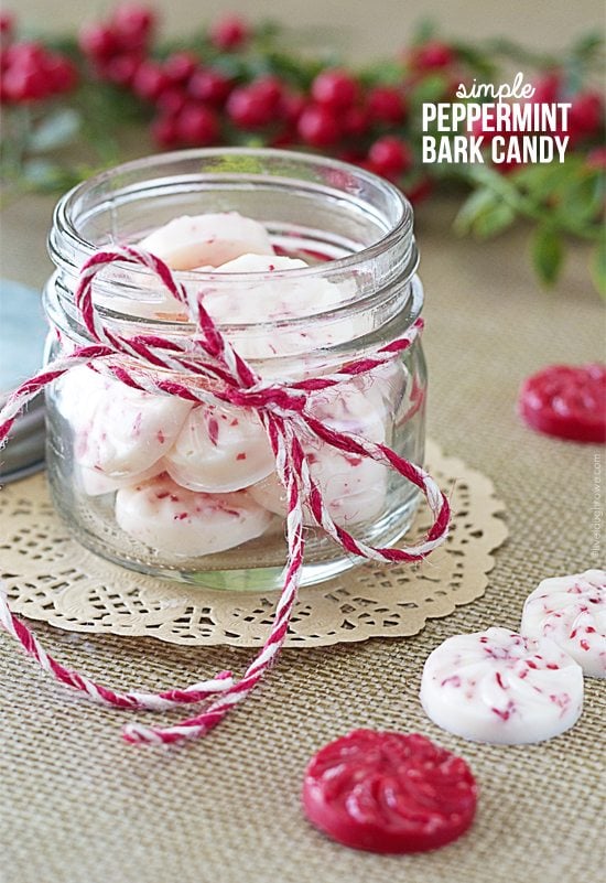 The perfect holiday treat with Wilton Chocolate and crushed peppermint! Peppermint Bark Candy to fill for your candy dishes or gift giving. www.livelaughrowe.com #christmas #peppermint
