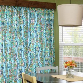DIY Window Treatment for Sliding Glass Doors! Amy Butler Fabric turned into lined curtains and hung with curtain clips... tutorial at www.livelaughrowe.com