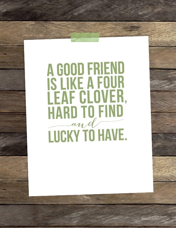 Love this!!  A Good Friend Is Like a Four Leaf Clover, Hard to Find and Lucky to Have!