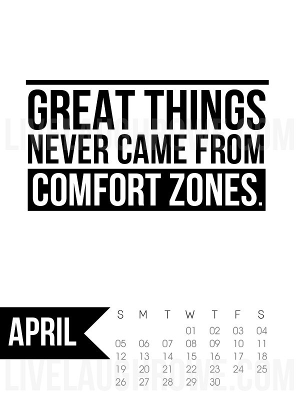 Free 5x7 Printable Calendar for April 2015 with inspirational quote!  www.livelaughrowe.com