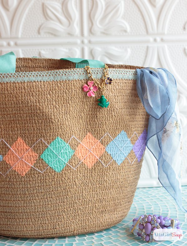 Argyle Pattern Spring Tote Bag - Atta Girl Says