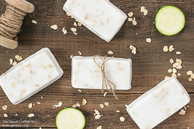 This Avocado Cucumber and Oats Soap Recipe is a glycerin soap that is very easy to make and leaves your skin feeling soft!  www.livelaughrowe.com #soap