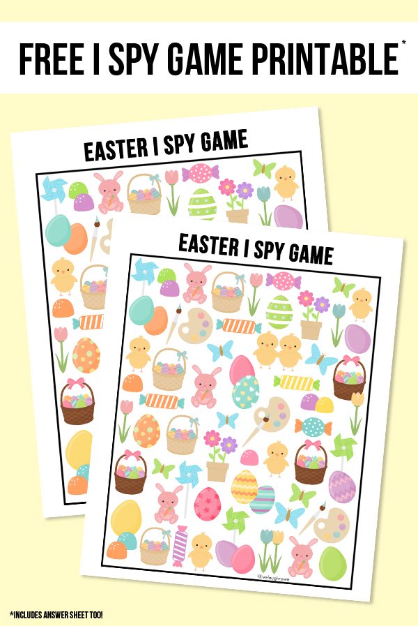 The perfect way to entertain the kids this Easter!  This sweet Easter I Spy Printable comes with an answer sheet and answer key too!  Print yours at livelaughrowe.com #easter #ispy #printable