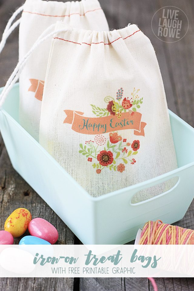 Free Spring and Easter Iron-On Transfers! These make great little treat bags for gifting. Free iron-transfer printables at livelaughrowe.com