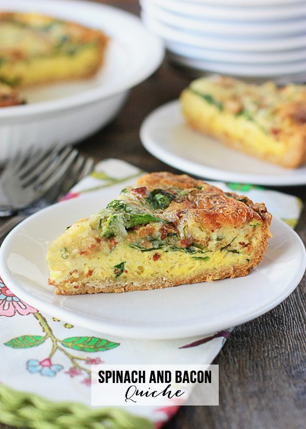 Delicious Spinach and Bacon Quiche!  Impossibly easy with ingredients you have on hand.  www.livelaughrowe.com #GetYourBettyOn #ad