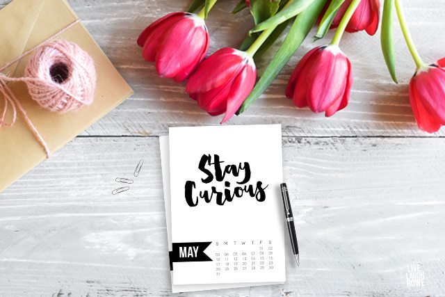 Free 5x7 Printable Calendar for May 2015 with inspirational quote!  www.livelaughrowe.com