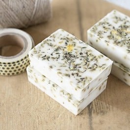 A delicious smelling handmade creation, Lavender Honey Soap. Super simple and great for gift giving! www.livelaughrowe.com