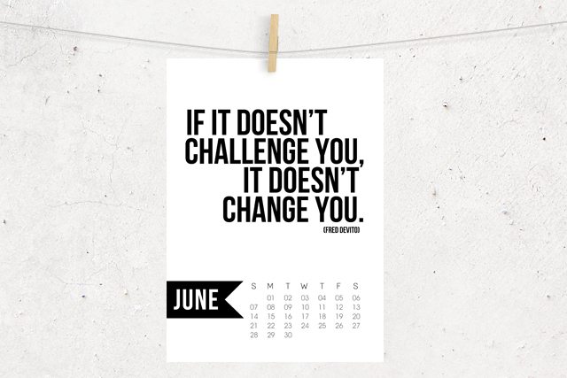 Free 5x7 Printable Calendar for June 2015 with inspirational quote!  www.livelaughrowe.com
