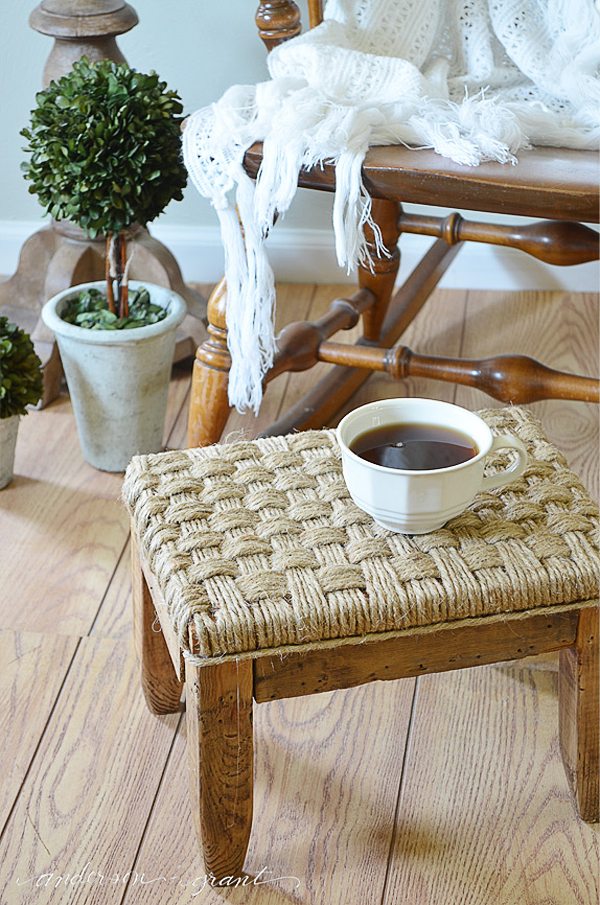 how to make a rustic DIY footstool