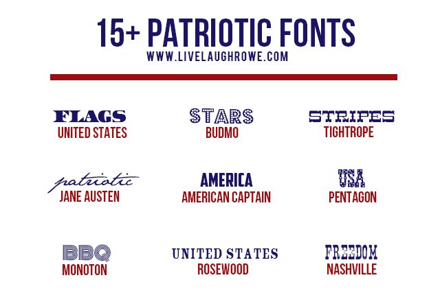Snatch up these festive and free Patriotic Fonts from www.livelaughrowe.com