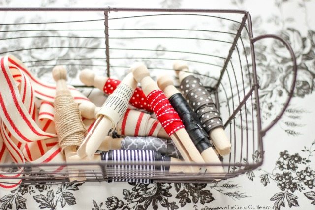 Organization  Ribbon Clothespins by www.TheCasualCraftlete.com