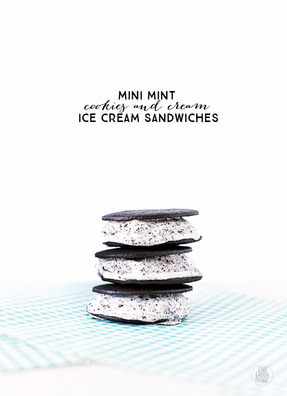 Skinny Mini Mint Cookies and Cream Ice Cream Sandwiches for the win! Weight Watchers friendly too with only 2 pts per sandwich. livelaughrowe.com