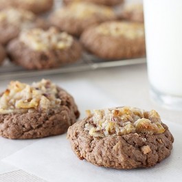 Delicious and moist German Chocolate Thumbprint Cookies. livelaughrowe.com