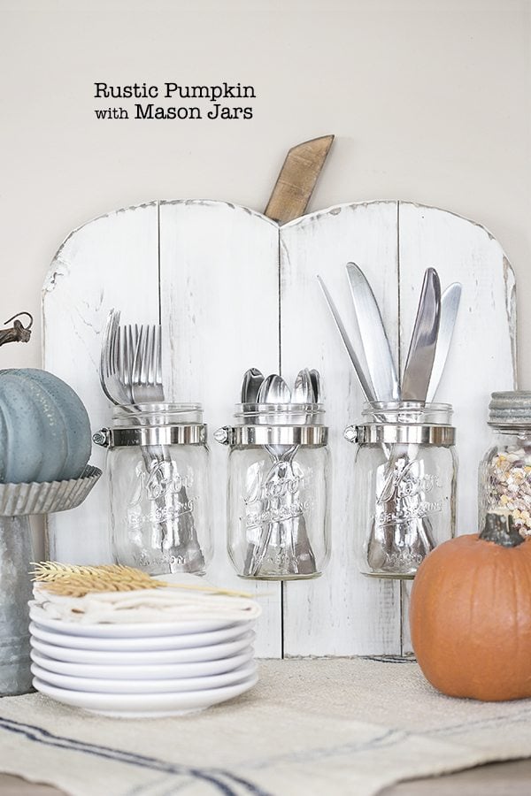 DIY Rustic Pumpkin with Mason Jars -- a perfect addition to your holiday entertaining! livelaughrowe.com