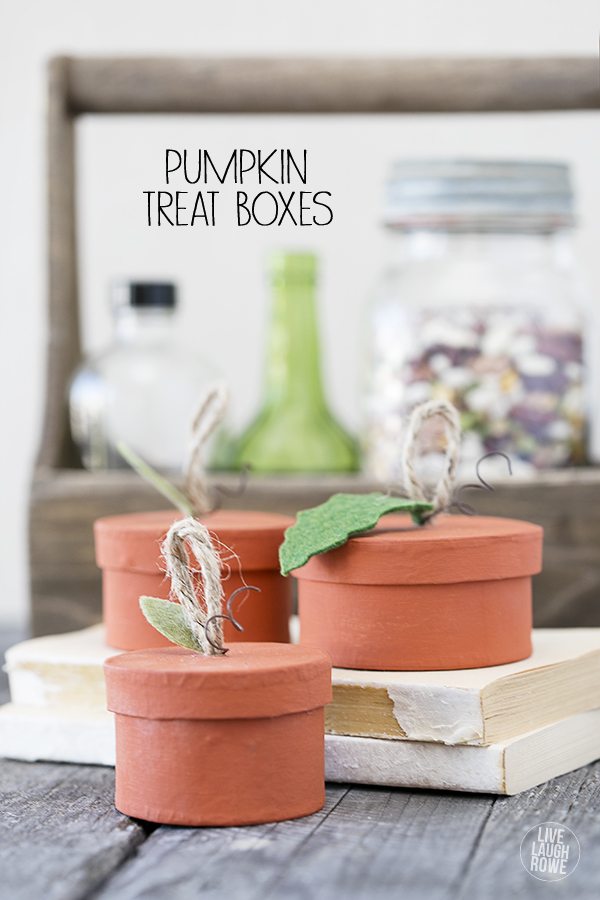 Turn an ordinary paper mache box into one of these adorable Pumpkin Treat Boxes! livelaughrowe.com