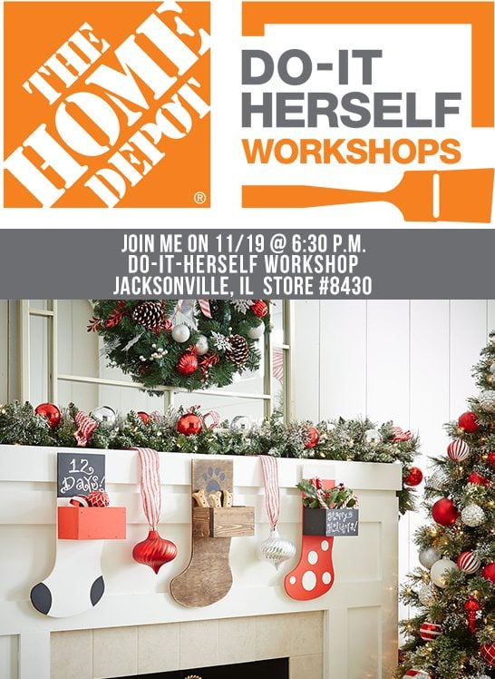 Join me on Thursday, November 19th at 6:30 p.m. for the DIH Workshop being held at the Jacksonville, IL Home Depot (Store #8430). www.livelaughrowe.com