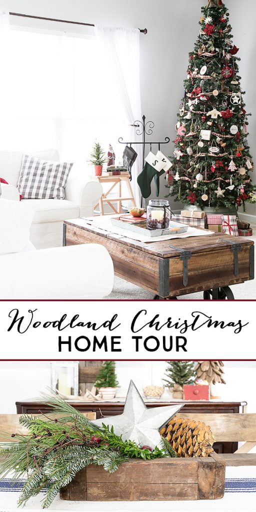 Woodland Christmas Home Tour. I love how light and bright the space is with pops of holiday decor. livelaughrowe.com