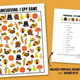 The perfect way to entertain the kids this Thanksgiving! This sweet Thanksgiving I Spy Printable comes with an answer sheet and answer key too! Print yours at livelaughrowe.com