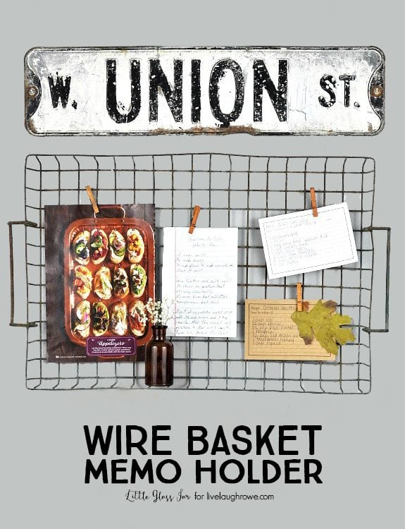 Wire Basket Memo Holder. Hang a metal basket, add cothes pins to showcase memos or recipes! 