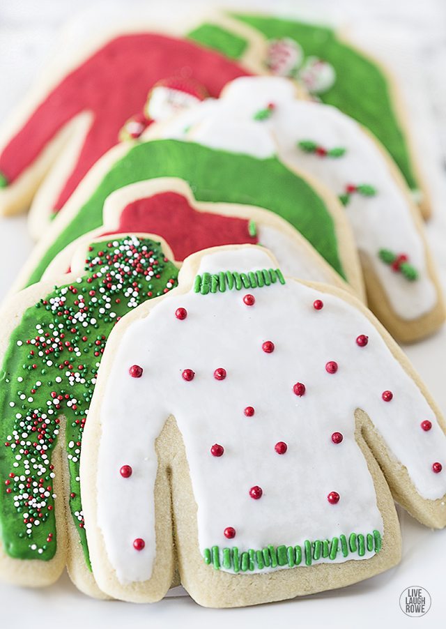 Serve these Ugly Sweater Sugar Cookies at your next ugly sweater party -- or gift to your co-workers! livelaughrowe.com