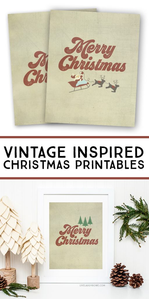 Vintage Inspired Merry Christmas printables! Add to your wall decor or gift to a friend who love the vintage vibe! livelaughrowe.com