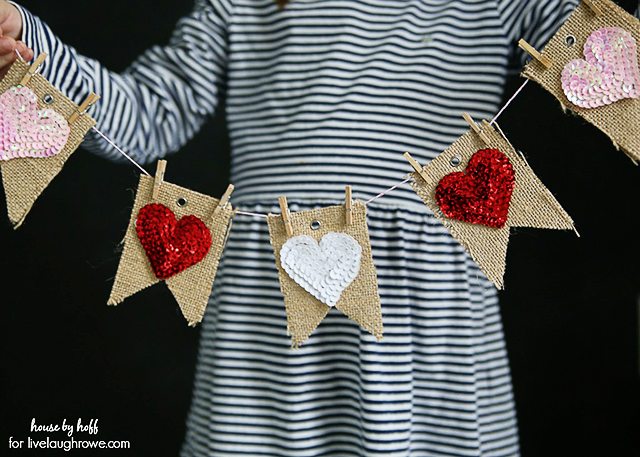 Adorable and Easy Valentine Bunting Banner. You can't go wrong with a little burlap, right?
