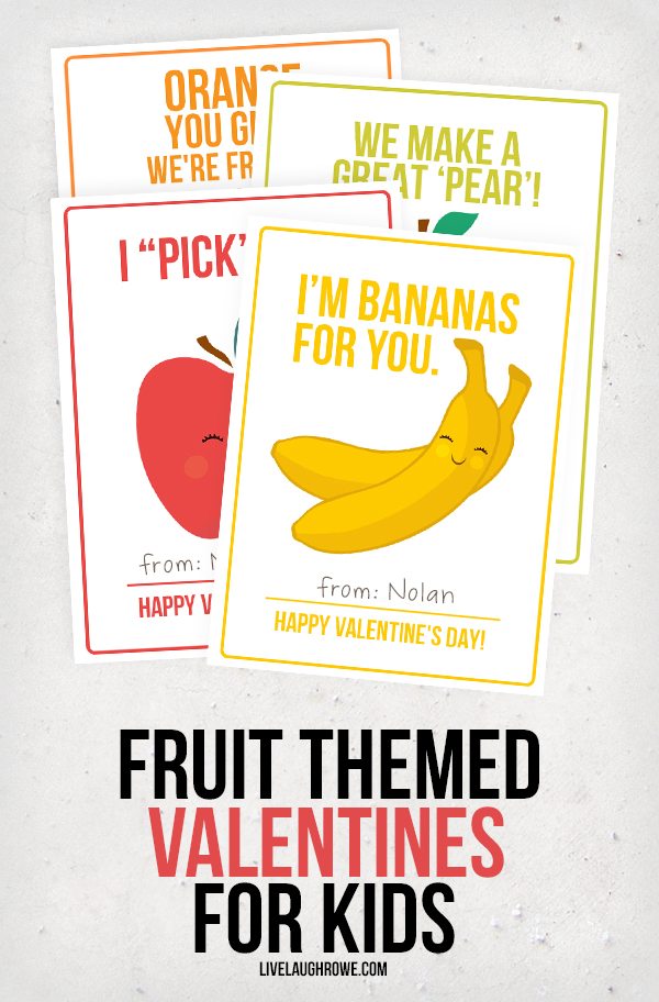 Go bananas with these adorable Fruit Valentines for Kids! livelaughrowe.com