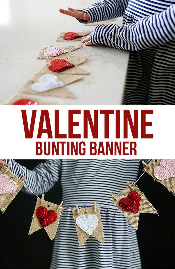 Adorable and Easy Valentine Bunting Banner. You can't go wrong with a little burlap, right?