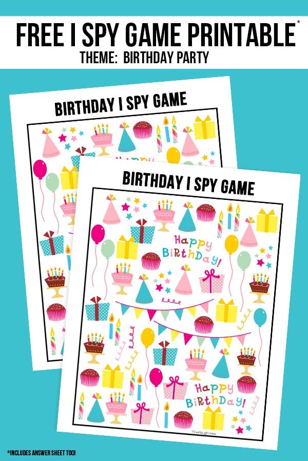 The perfect way to entertain the kids at your next birthday party! This Birthday I Spy Printable comes with an answer sheet and answer key too! Print yours at livelaughrowe.com