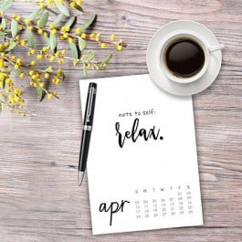 This April 2016 Calendar is a perfect reminder to yourself -- to relax! Be sure to snag your free printable calendar. livelaughrowe.com