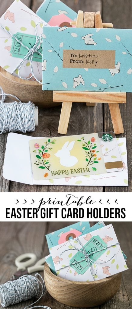 Adorable printable gift card holders for Easter! Embellish with washi tape, gift tags and more. Add coins for the kiddos too. livelaughrowe.com