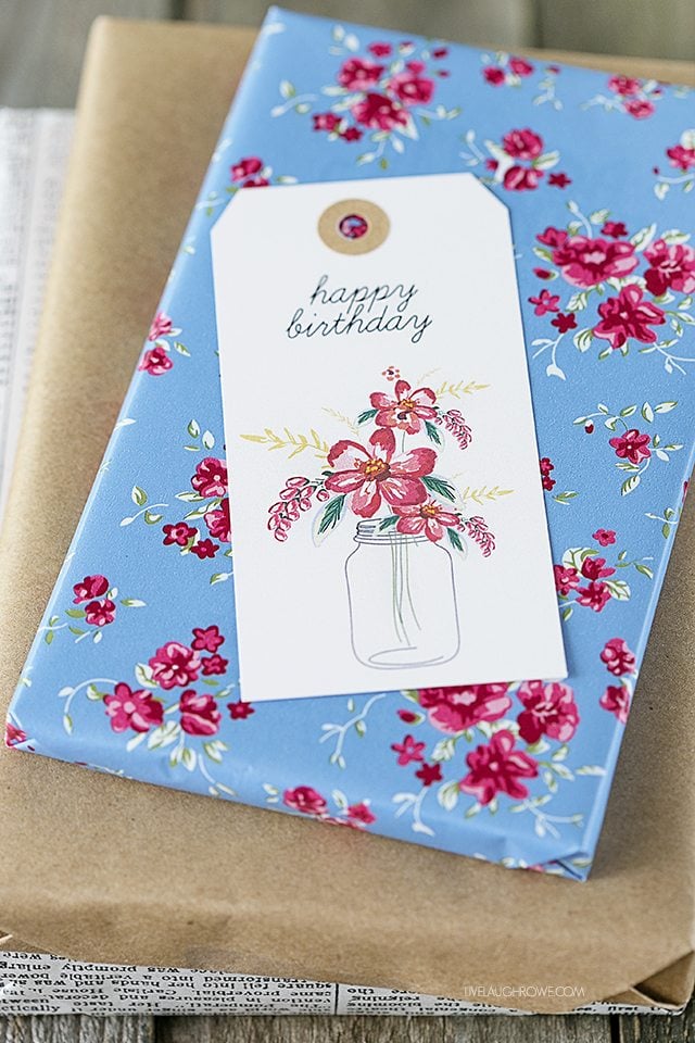 Darling (and free) printable birthday gift tags with beautiful florals. livelaughrowe.com