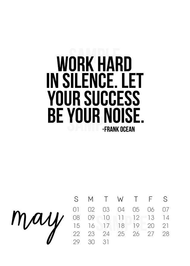 Printable May 2016 Calendar with inspirational quote by Frank Ocean. livelaughrowe.com