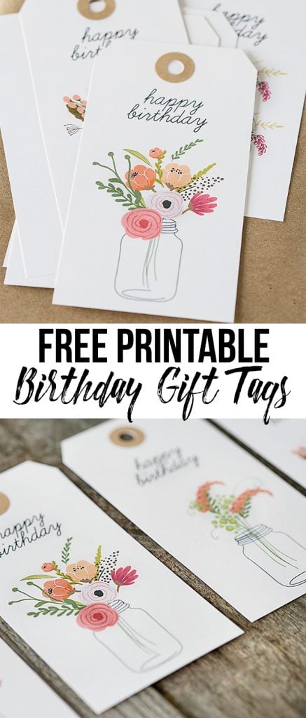 Darling (and free) printable birthday gift tags with beautiful florals. livelaughrowe.com