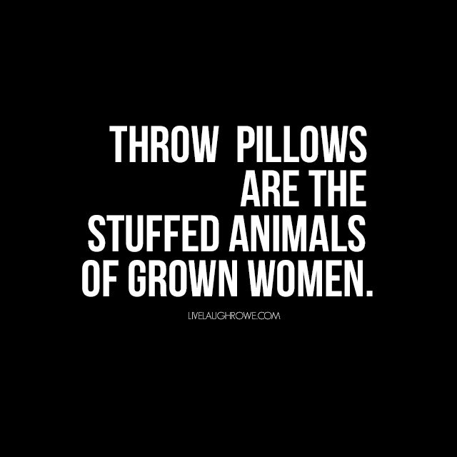 "Throw pillow are the stuffed animals of grown women."