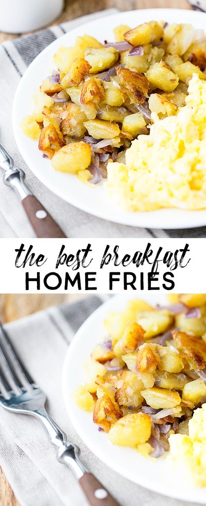 A delicious breakfast home fries recipe that is perfectly crunchy!  Great on its own or as a side dish. livelaughrowe.com