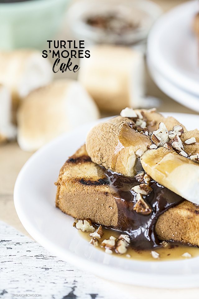 Time for some grilling love! This Turtle S'mores Cake is sweet and satisfying -- each bite is packed with flavor. Who said grilling had to be just for meat and veggies? livelaughrowe.com
