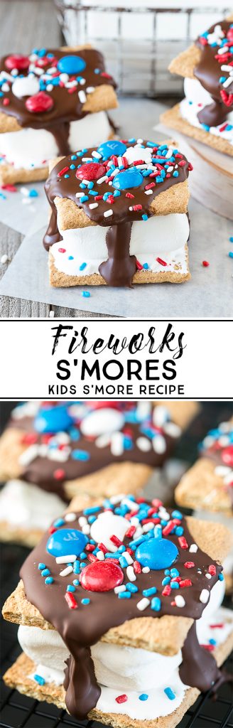 Need a kids s'more recipe? These Fireworks S'mores will do the trick this July 4th. They're packed with flavor -- and sprinkles. livelaughrowe.com