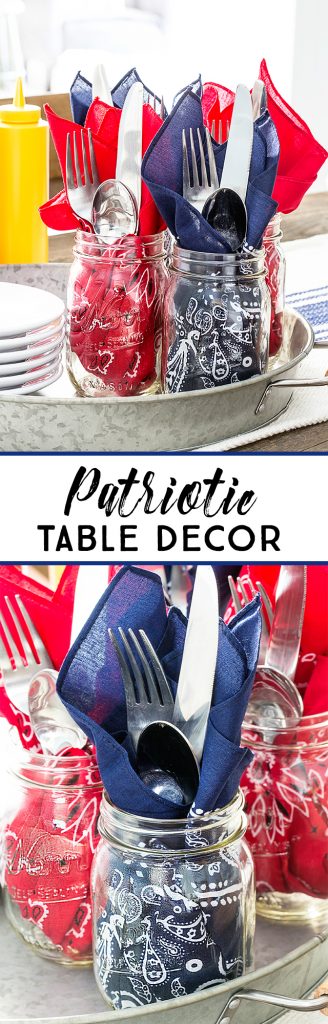 Using patriotic bandanas as napkins is genius -- they can also become a part of your patriotic table decor too! livelaughrowe.com